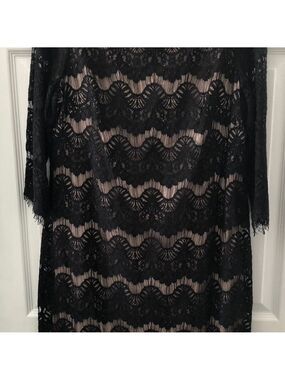 Jessica Howard Black Lace Midi Dress with Nude Lining